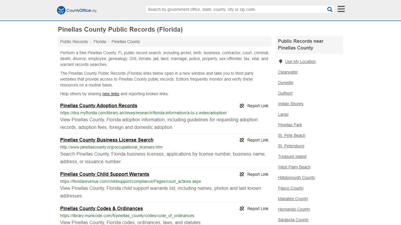 Public Records - Pinellas County, FL (Business, Criminal, GIS, Property ...